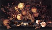 AST, Balthasar van der Still-life with Dish of Fruit  ffg Norge oil painting reproduction